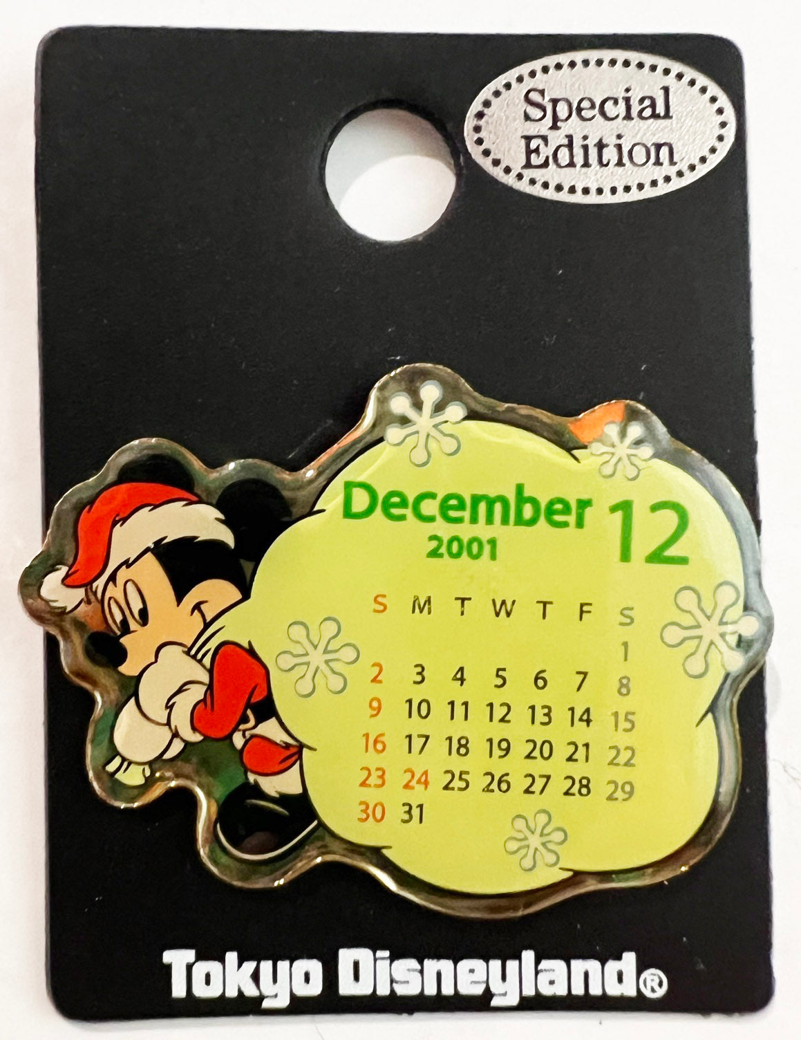 Mickey Mouse Santa December Calendar 2001 TDR Japan Disney Pin S02